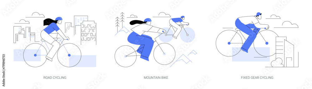 Fototapeta premium Cycling isolated cartoon vector illustrations se