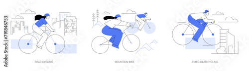 Cycling isolated cartoon vector illustrations se photo