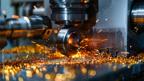 high precision metal grinding in workshop industrial manufacturing process hdr photography photo