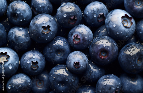 Fresh blueberries captures the vibrant, natural beauty of the blueberries, highlighting their small, round shapes and glistening droplets of water