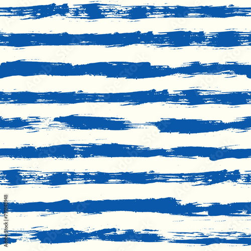 Painted Blue Stripes Decorative vector seamless pattern. Repeating background. Tileable wallpaper print. (ID: 791848948)