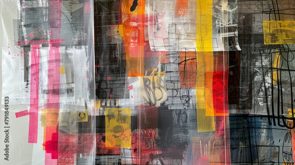 Abstract Urban Graffiti Art with Bold Colors on Canvas Abstract Urban Graffiti Art with Bold Colors on Canvas
