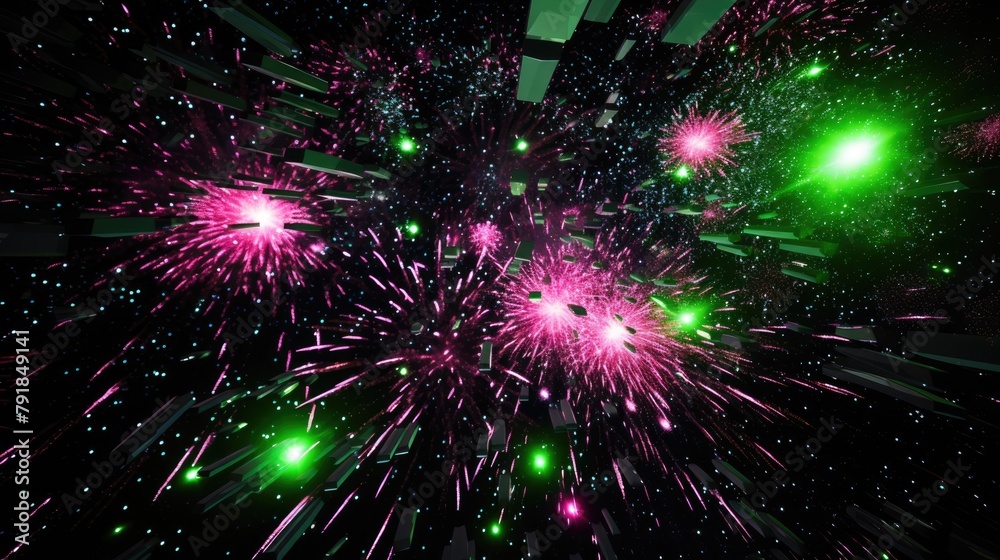 Fototapeta premium Spectacular Cosmic Fireworks Display in Deep Space