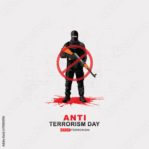 Anti-Terrorism Day, poster. Anti-terrorism day poster, Terrorism Day, 21 May. vector illustration. Anti-terrorism day post. background, banner, post. and card. world. National, Social Media Post. 
