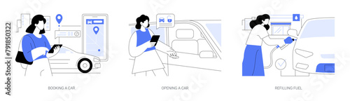 Carsharing isolated cartoon vector illustrations se