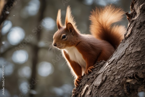  tree squirrel red curious siting animal wildlife winter rodent mammal fur cute wild fluffy nature brown looking forest wood furry park branch eye hair eurasian paw trunk small claw hand sitting 
