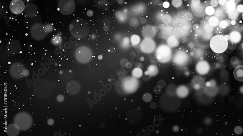 Blurry magic glitter explosion texture with bokeh white light overlay over black transparent background. Christmas round stardust festive backdrop with star glow.