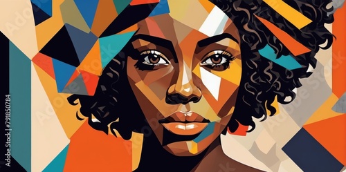Colorful Modern Abstract Portrait Of a Black Woman