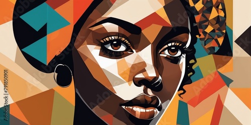 Colorful Modern Abstract Portrait Of a Black Woman