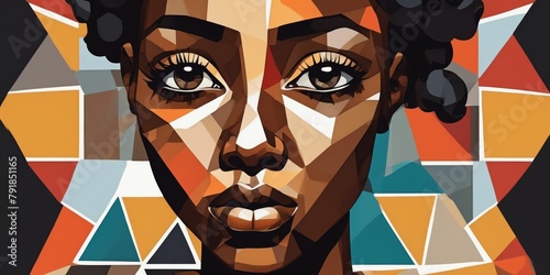 Colorful Modern Abstract Portrait Of a Black Woman