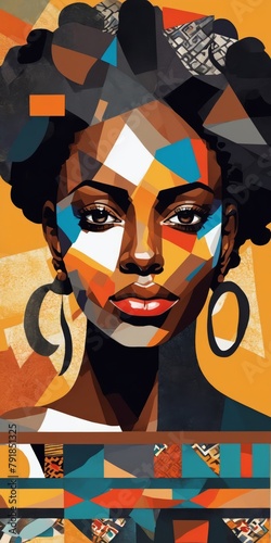 Colorful Modern Abstract Portrait Of a Black Woman