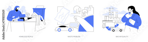 City problems isolated cartoon vector illustrations se
