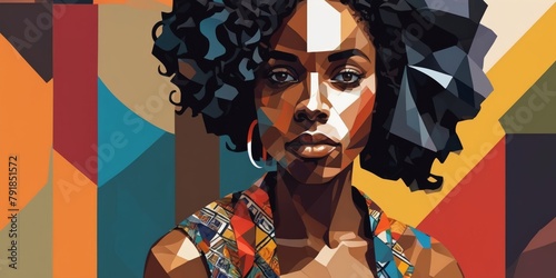 Colorful Modern Abstract Portrait Of a Black Woman
