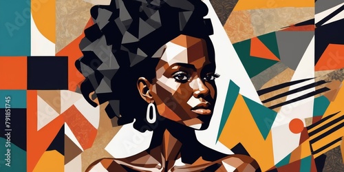 Colorful Modern Abstract Portrait Of a Black Woman
