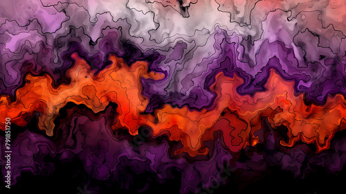 Abstract Orange and Purple Fluid Art Design