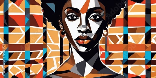 Colorful Modern Abstract Portrait Of a Black Woman