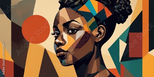 Colorful Modern Abstract Portrait Of a Black Woman