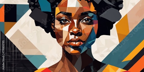 Colorful Modern Abstract Portrait Of a Black Woman