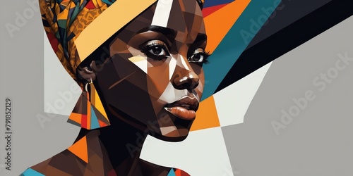 Colorful Modern Abstract Portrait Of a Black Woman