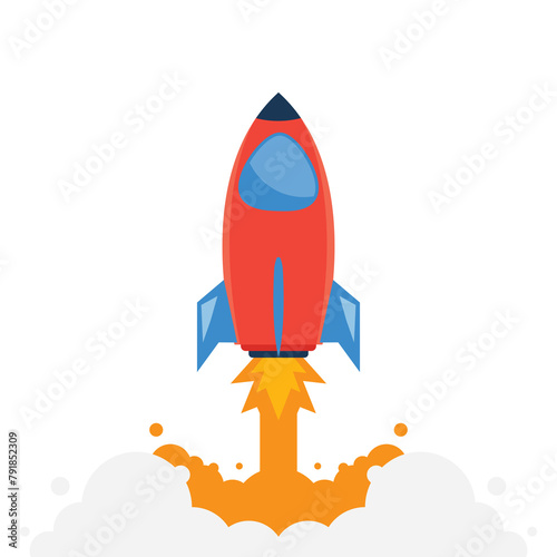 Rocket to Success. Business Growth Strategy icon illustration. PNG file