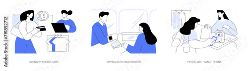 Contactless payment isolated cartoon vector illustrations se