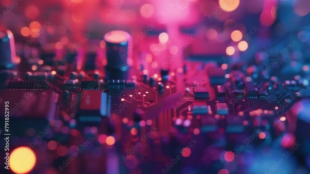 Defocused colors meld together in a hazy haze of unidentifiable computer parts and blurred lights. . Defocused colors meld together in a hazy haze of unidentifiable computer parts and blurred lights. .