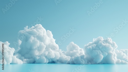Abstract wallpaper, white clouds on blue gradient, minimal 3D render, peaceful atmosphere photo