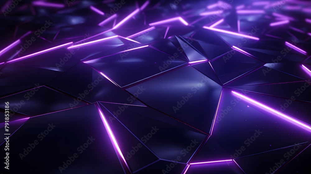 Fototapeta premium 3d rendering of purple and black abstract geometric background. Scene for advertising, technology, showcase, banner, game, sport, cosmetic, business, metaverse. Sci-Fi Illustration. Product display