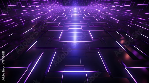 3d rendering of purple and black abstract geometric background. Scene for advertising, technology, showcase, banner, game, sport, cosmetic, business, metaverse. Sci-Fi Illustration. Product display