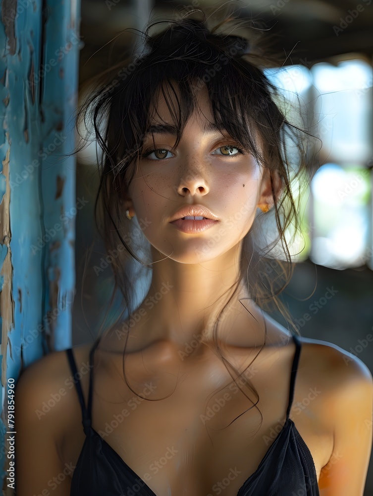 Mesmerizing Portrait of a Beautiful and Enigmatic Woman Captured in a Moody,Emotive Studio Setting Mesmerizing Portrait of a Beautiful and Enigmatic Woman Captured in a Moody,Emotive Studio Setting