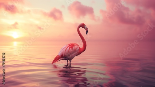 Elegant Flamingo Silhouette at Sunset