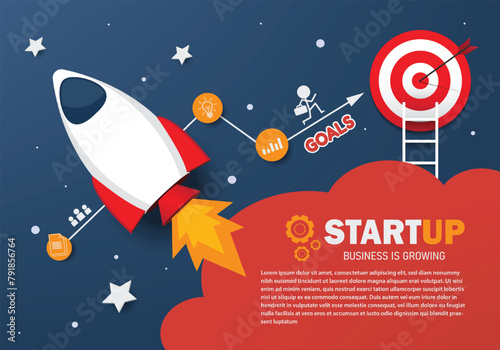 Rocket to Success: Business Growth Strategy Vector Illustration