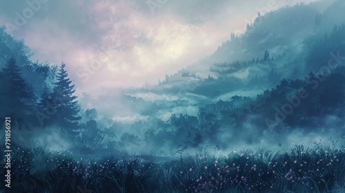 Misty morning background wallpaper