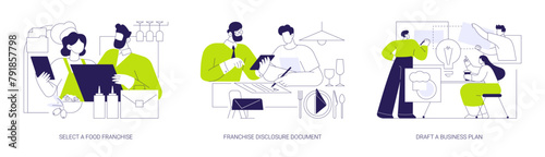 Franchise in food business abstract concept vector illustrations.