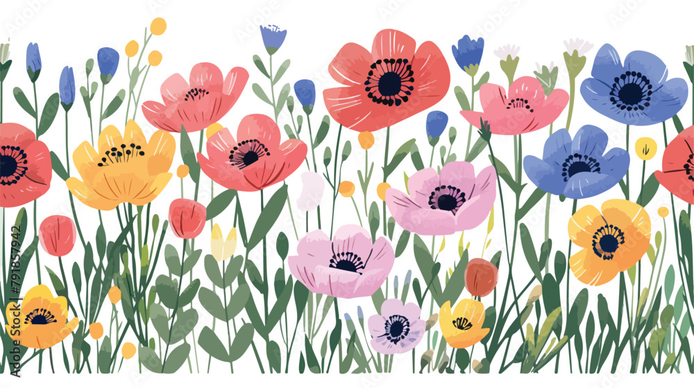 Spring flowers postcard design. Floral botanical post
