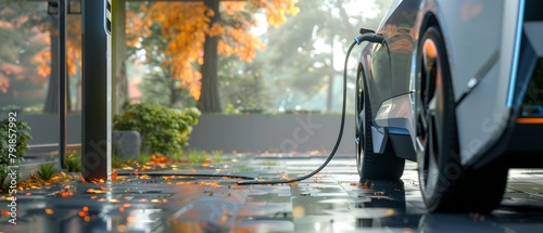 Battery charging for electric cars, eco energy. 3D rendering photo