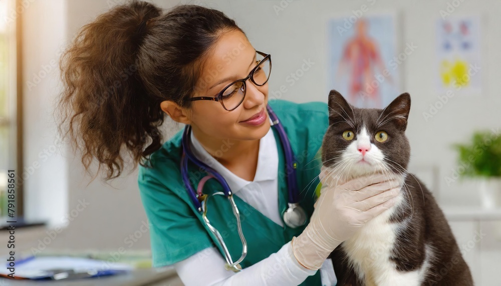 Veterinarian examining cat in vet clinic. Animal care concept. Veterinarian examining cat in vet clinic. Animal care concept.