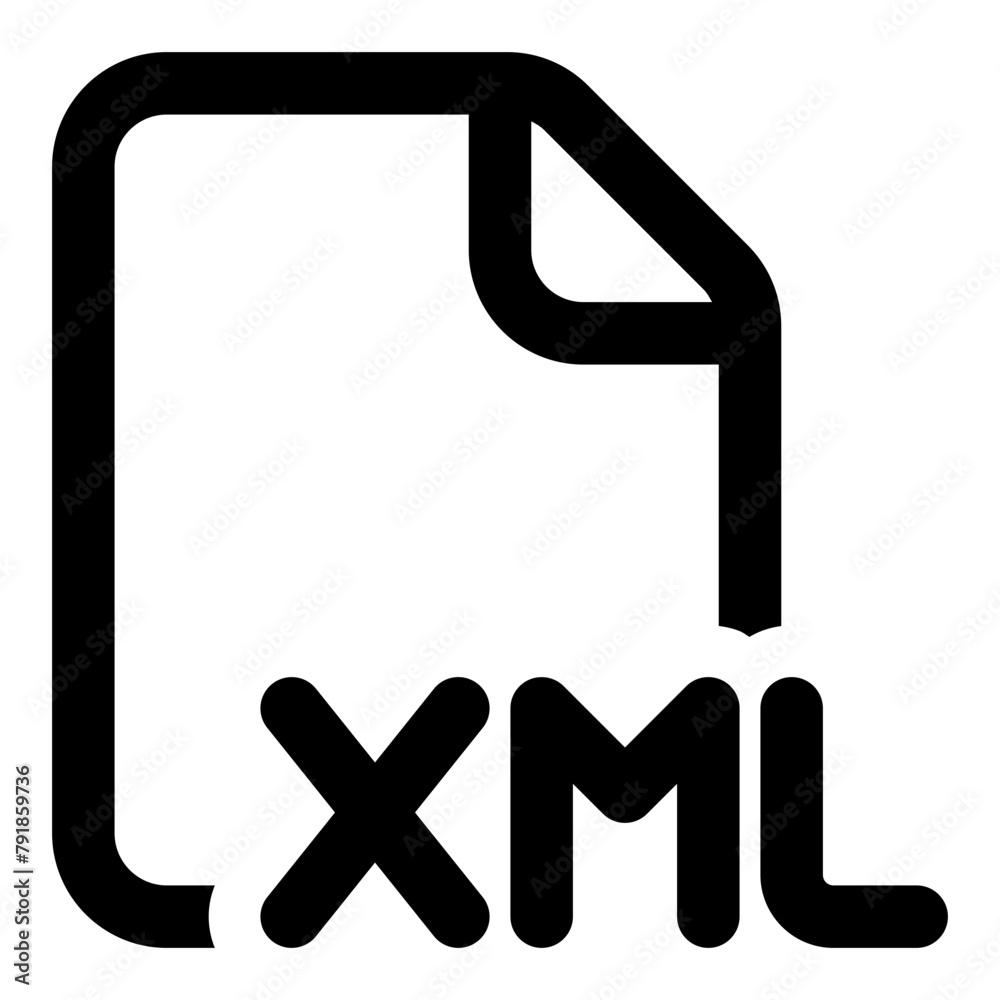 XML file format icon in outline style. Simple document extension vector — pixel-perfect icon. XML file format icon in outline style. Simple document extension vector — pixel-perfect icon.