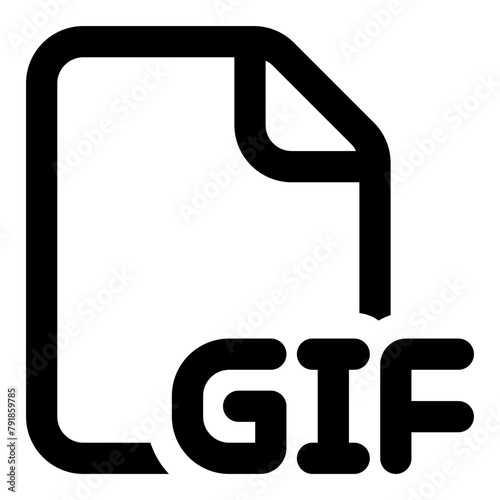 GIF file format icon in outline style. Simple document extension vector — pixel-perfect icon.