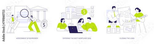 Mortgage broker services abstract concept vector illustrations.