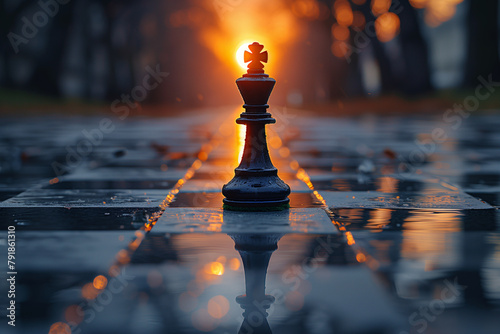 Chess board game concept of business ideas and competition and strategy ideas concept, king, generative ai