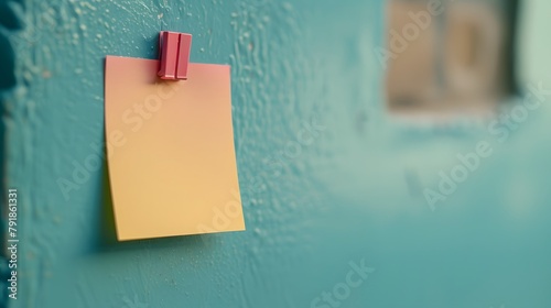 a blank note pinned on a refreshing sky-to-cyan gradient background, perfect for jotting down your notes, captured in full ultra HD high resolution. photo