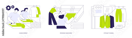 Garment finishing abstract concept vector illustrations.