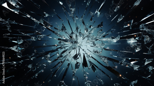 broken glass texture with bullet hole сreated with Generative Ai