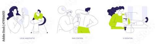 Anesthesiology in emergency room abstract concept vector illustrations.