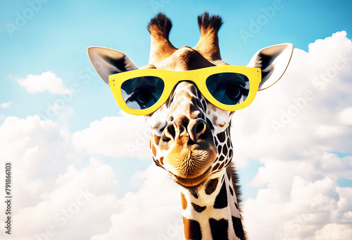 'clouds out coming sunglasses giraffe Funny zoo sky cloud business animal success dream concept top up high background job career fun wild tall wallpaper impossible possible snob boss view proud'