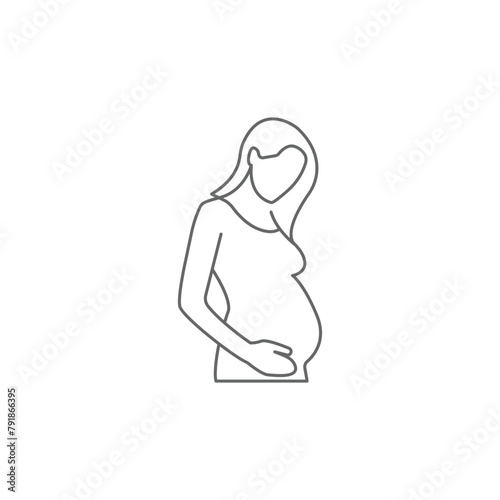 Pregnancy care linear icon. Prenatal period. Motherhood, parenthood. Expecting baby. Medical procedure. Thin line illustration. Contour symbol. Vector
