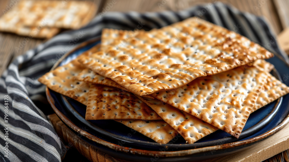 Fototapeta premium Intricate Frosting Designs on Matzah, Pesach celebration, Jewish Holiday, Passover sharing and celebrating 