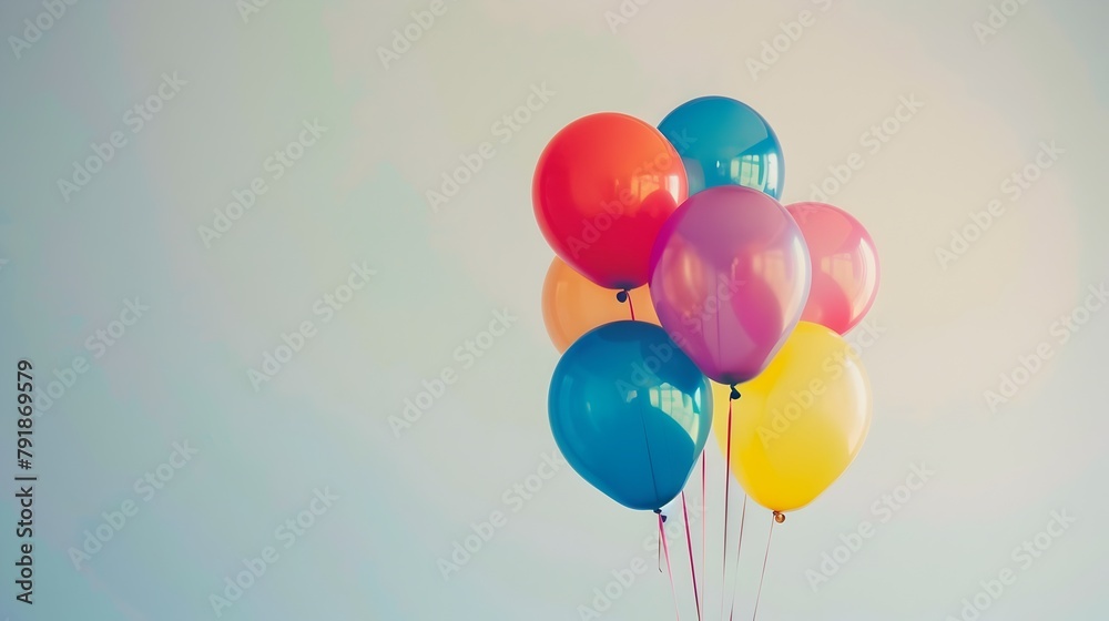 Festive Spherical Balloons Against Pristine White Background Capturing Delight and Wonder