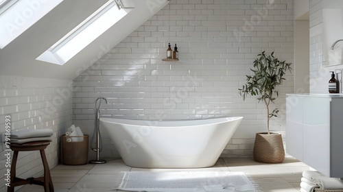 Minimalist Bathroom Oasis with Natural Light and Scandinavian Design Elements